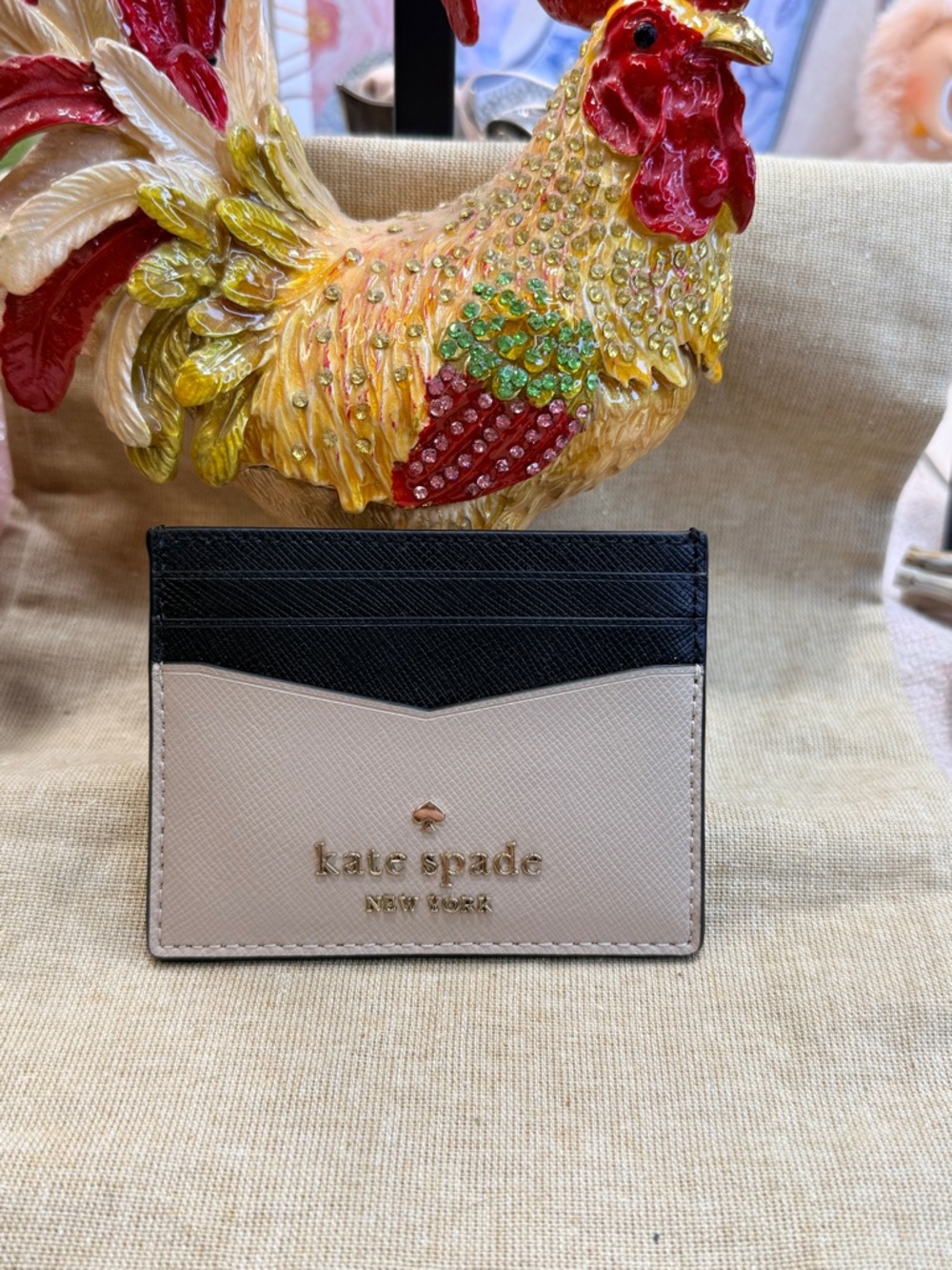 kate spade Black & Cream Two-Tone Card Slot Wallet